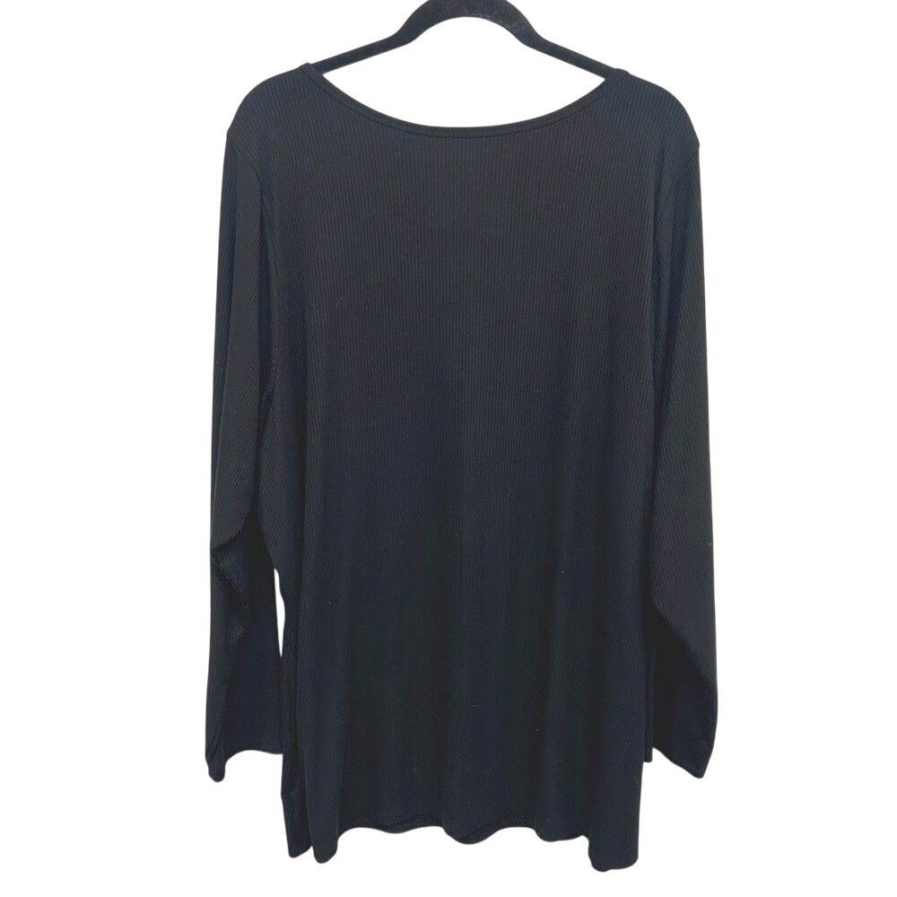 Torrid Super Soft Rib Knit Scoop Neck Top 5X Black Hook Eye Goth Minimalist - Picture 8 of 9